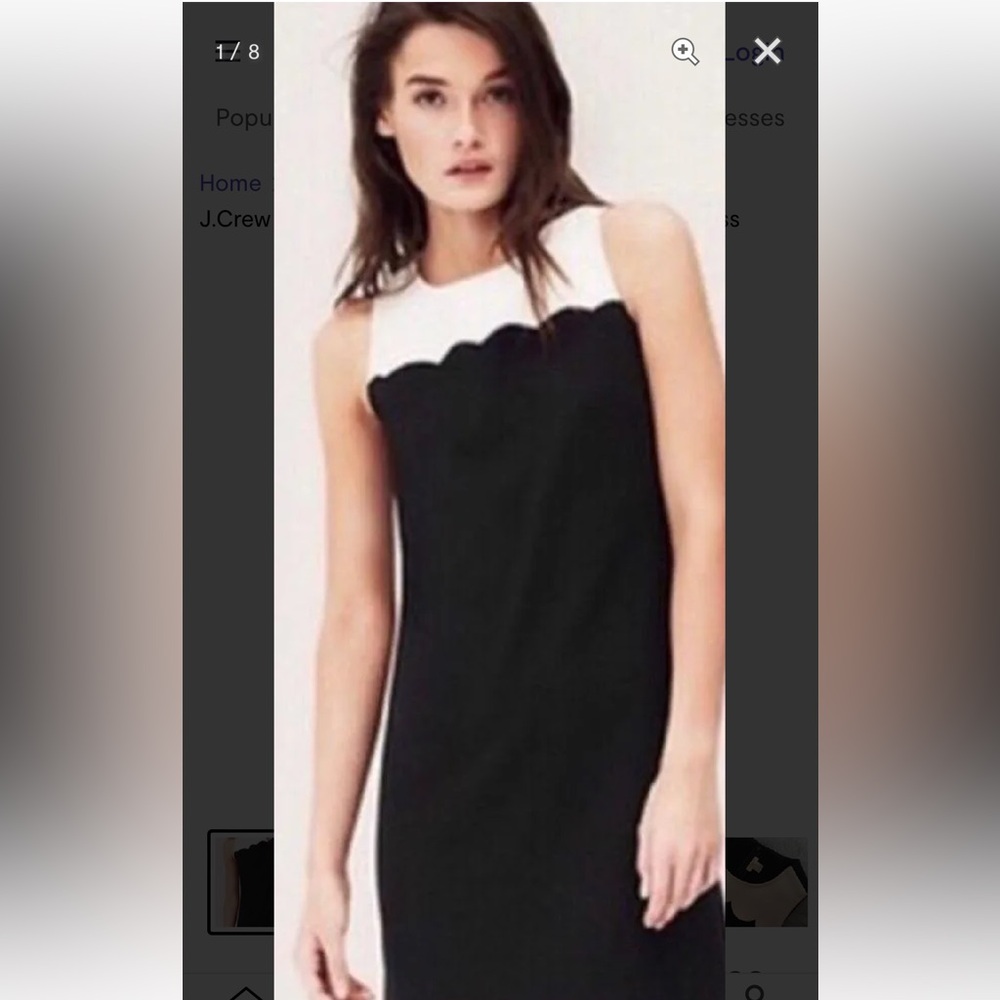 J. Crew Black Ivory Sleeveless Scallop Dress Size 0